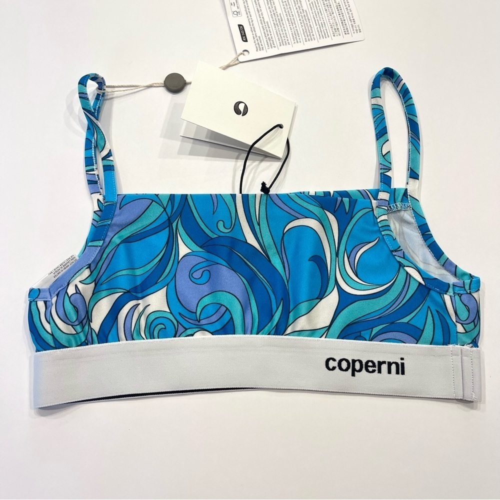 NWT Coperni bralette banded branded top in acid blue , brand NEW